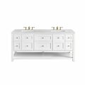 James Martin Vanities Breckenridge 72in Double Vanity, Bright White w/ 3 CM Arctic Fall Top 330-V72-BW-3AF